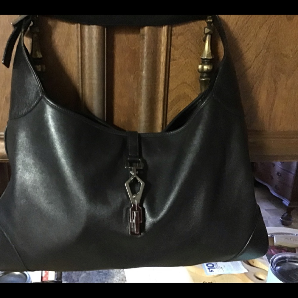 Black leather Gucci bag